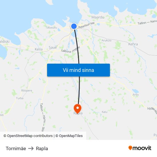 Tornimäe to Rapla map