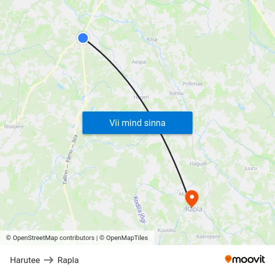 Harutee to Rapla map