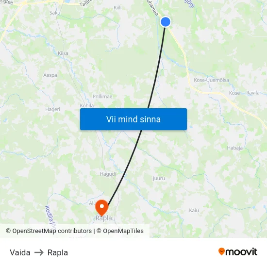 Vaida to Rapla map