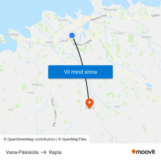 Vana-Pääsküla to Rapla map