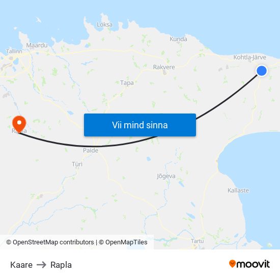 Kaare to Rapla map