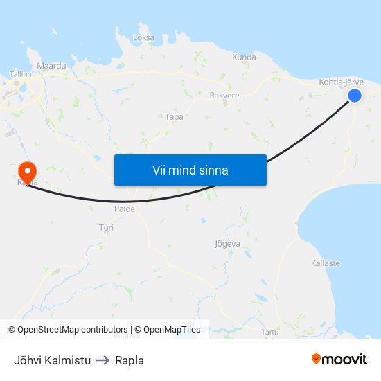 Jõhvi Kalmistu to Rapla map