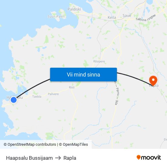 Haapsalu Bussijaam to Rapla map