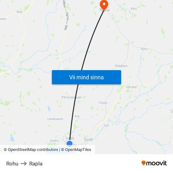 Rohu to Rapla map
