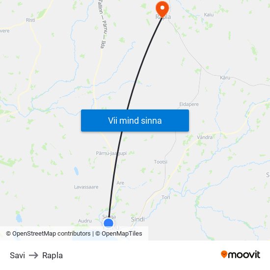 Savi to Rapla map