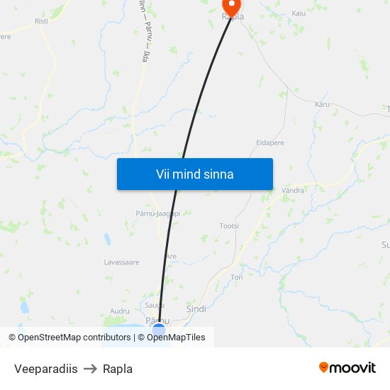 Veeparadiis to Rapla map