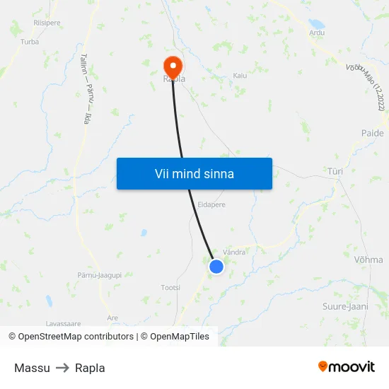 Massu to Rapla map