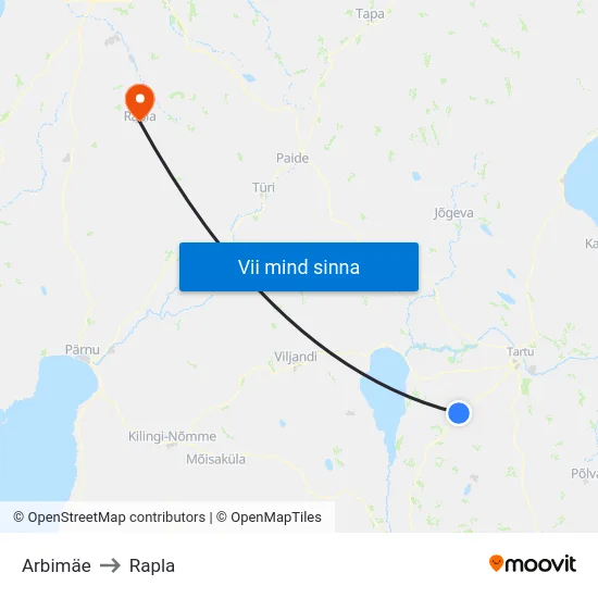 Arbimäe to Rapla map