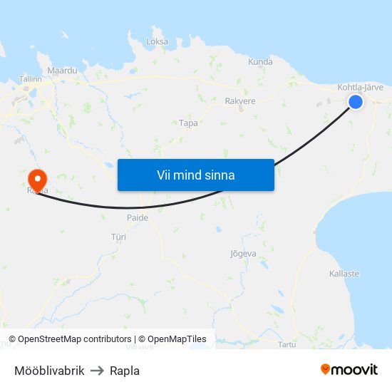 Mööblivabrik to Rapla map