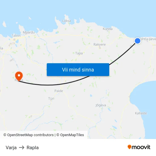 Varja to Rapla map