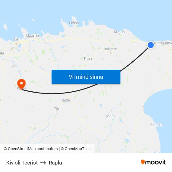 Kiviõli Teerist to Rapla map