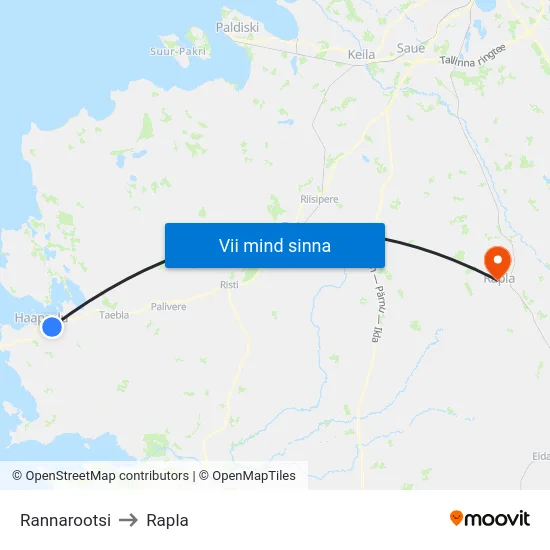 Rannarootsi to Rapla map
