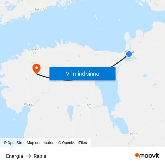 Energia to Rapla map