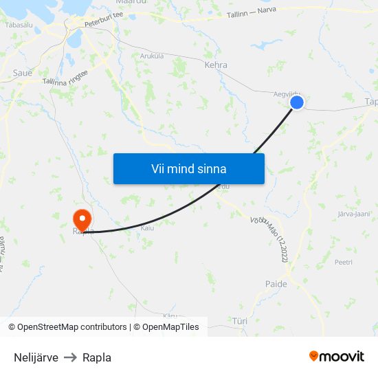 Nelijärve to Rapla map