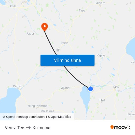 Verevi Tee to Kuimetsa map