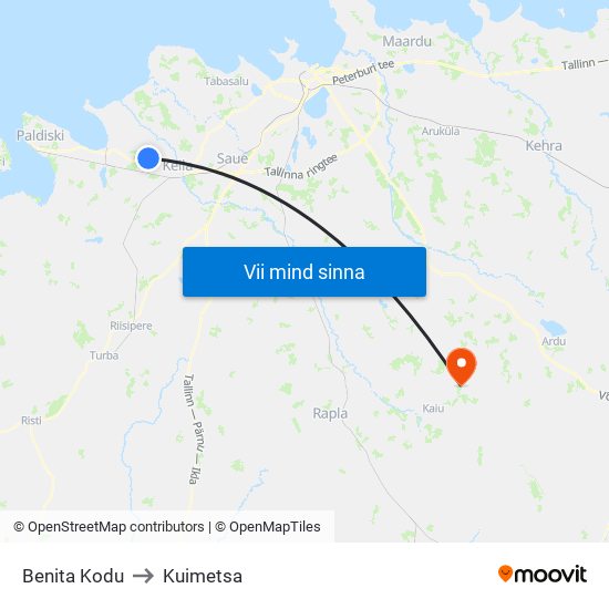 Benita Kodu to Kuimetsa map