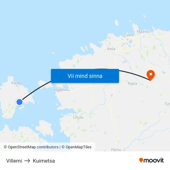 Villemi to Kuimetsa map