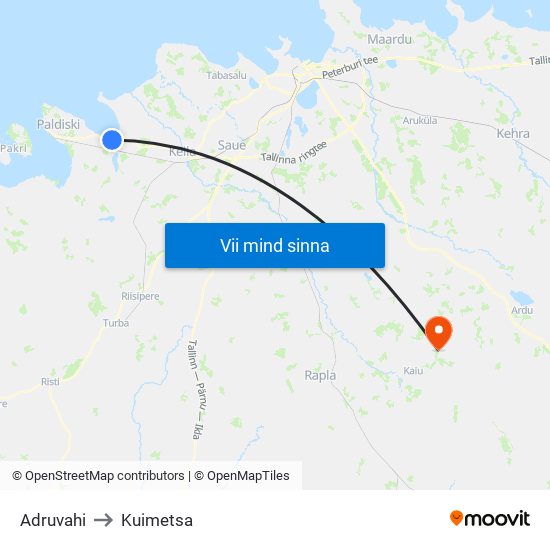 Adruvahi to Kuimetsa map
