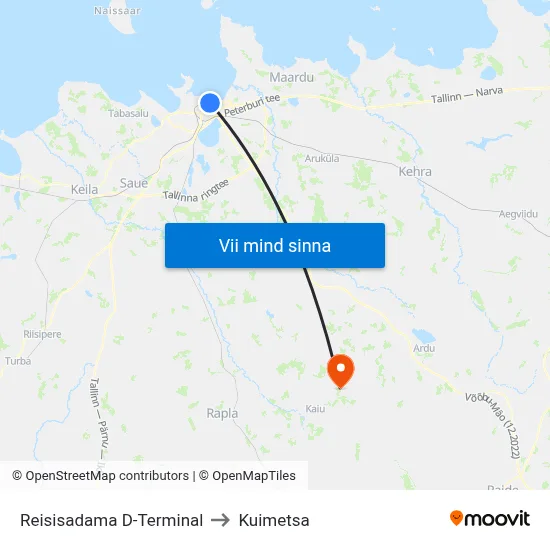 Reisisadama D-Terminal to Kuimetsa map