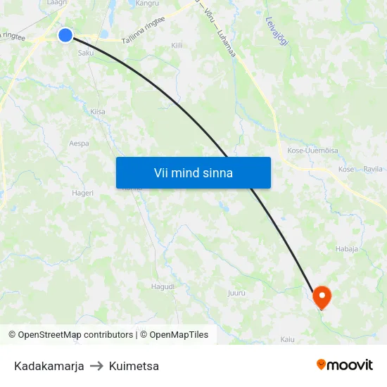 Kadakamarja to Kuimetsa map