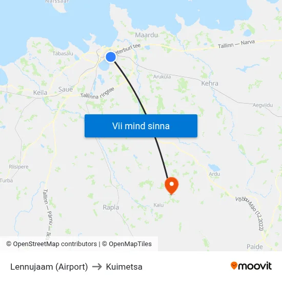 Lennujaam (Airport) to Kuimetsa map
