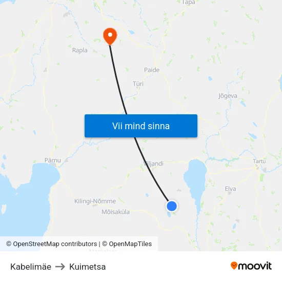 Kabelimäe to Kuimetsa map
