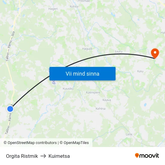 Orgita Ristmik to Kuimetsa map