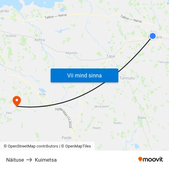 Näituse to Kuimetsa map