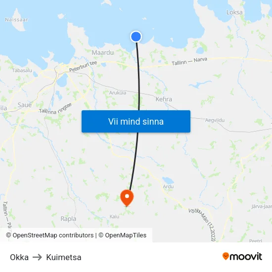 Okka to Kuimetsa map