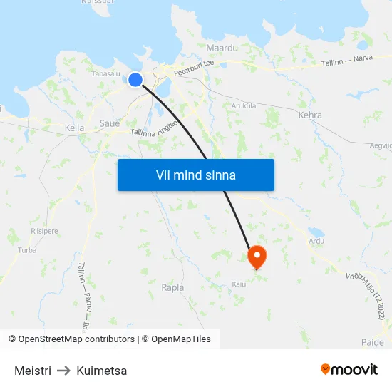 Meistri to Kuimetsa map