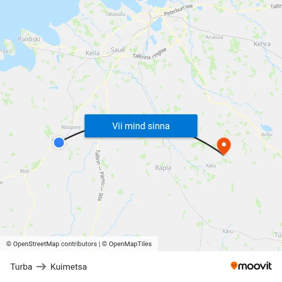 Turba to Kuimetsa map