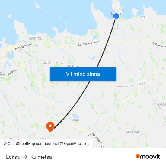 Loksa to Kuimetsa map