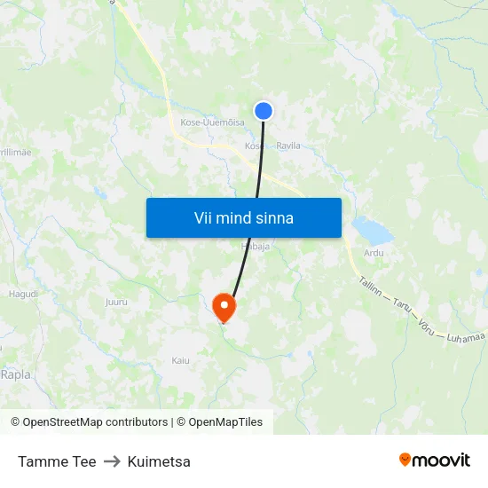 Tamme Tee to Kuimetsa map