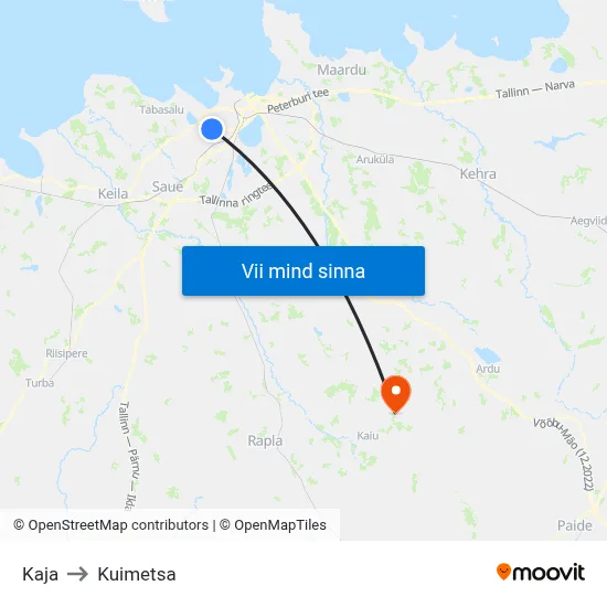 Kaja to Kuimetsa map