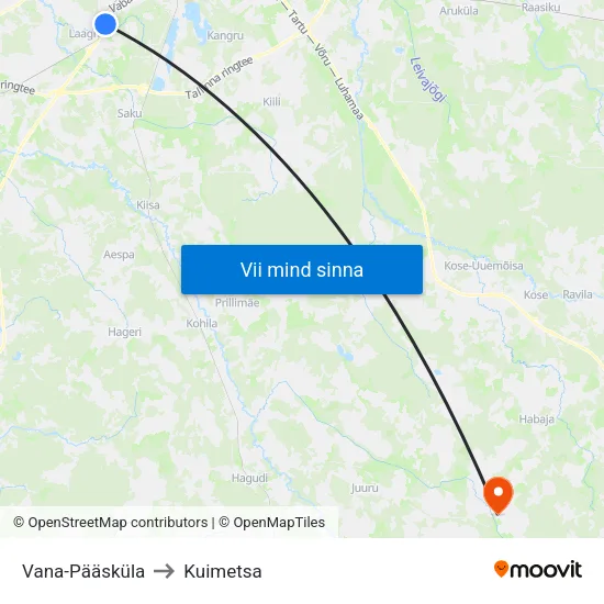 Vana-Pääsküla to Kuimetsa map