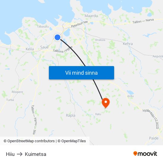 Hiiu to Kuimetsa map