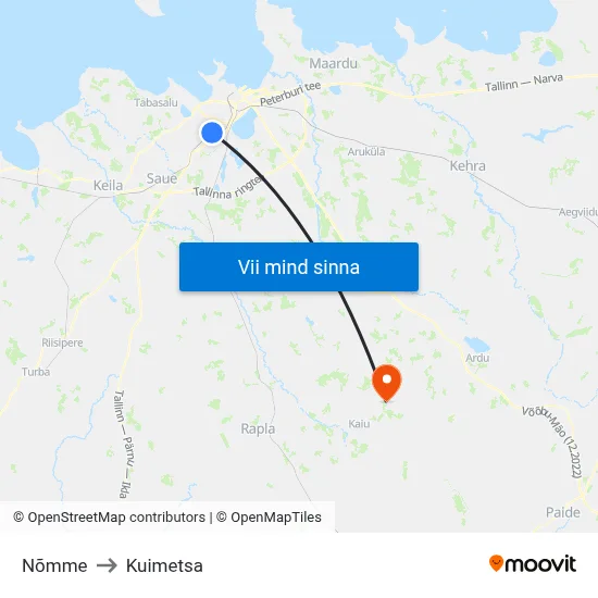 Nõmme to Kuimetsa map