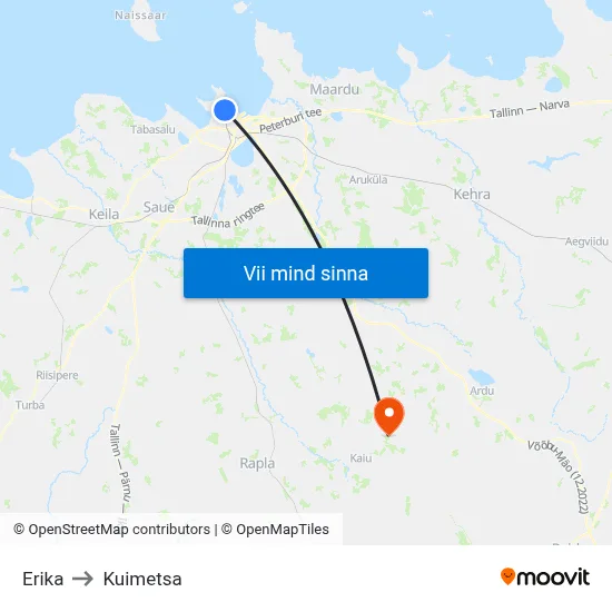 Erika to Kuimetsa map