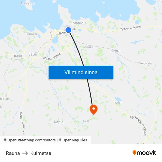 Rauna to Kuimetsa map