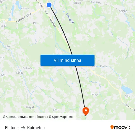 Ehituse to Kuimetsa map