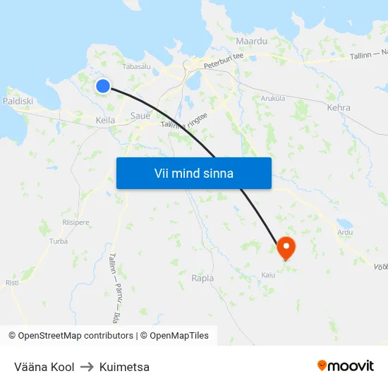 Vääna Kool to Kuimetsa map