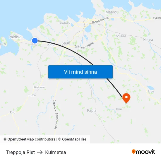 Treppoja Rist to Kuimetsa map
