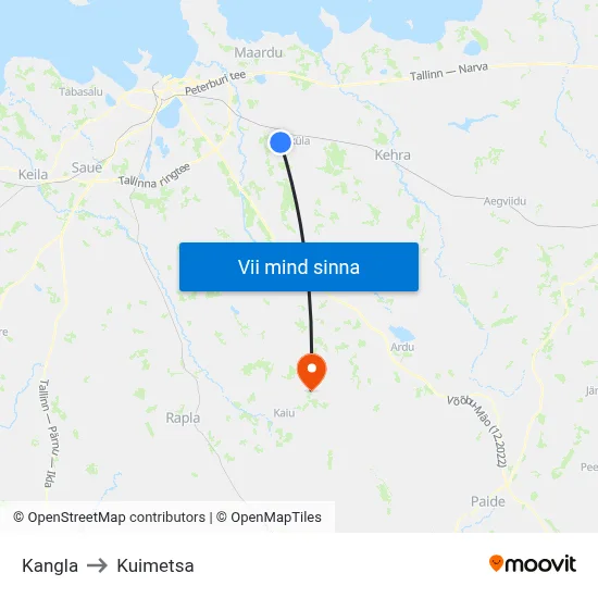 Kangla to Kuimetsa map