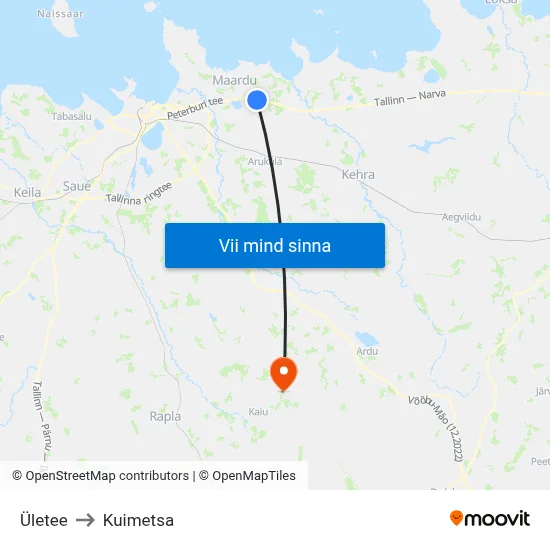 Ületee to Kuimetsa map