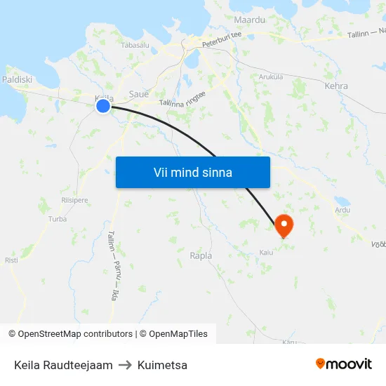 Keila Raudteejaam to Kuimetsa map