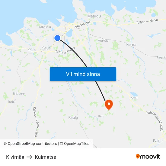 Kivimäe to Kuimetsa map