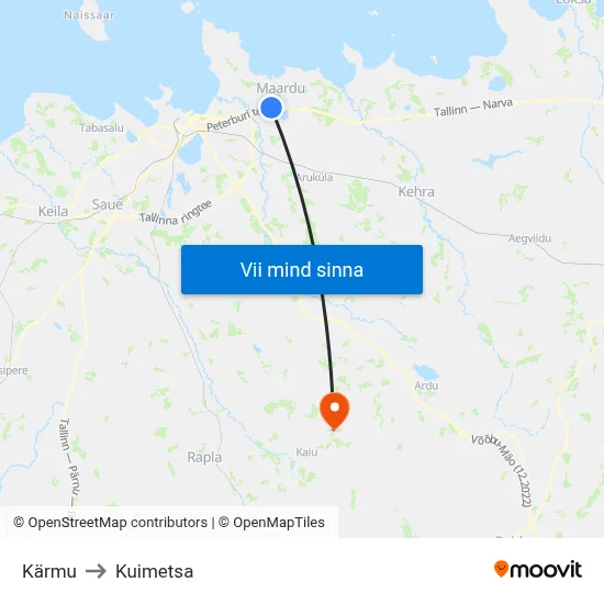 Kärmu to Kuimetsa map