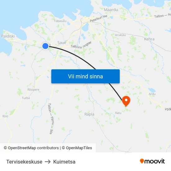 Tervisekeskuse to Kuimetsa map