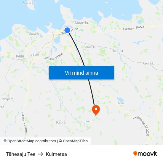 Tähesaju Tee to Kuimetsa map