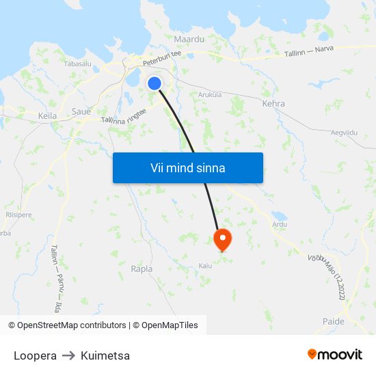 Loopera to Kuimetsa map